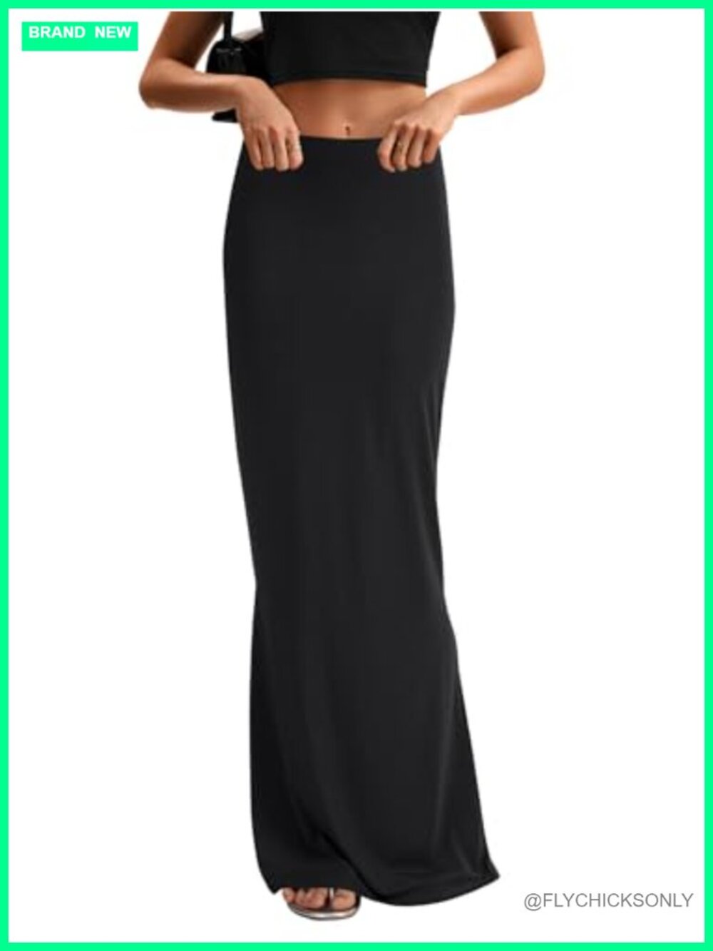 Women's High Waist Flare Bodycon Maxi Skirt Elastic Waist Slim Fit